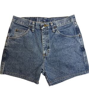 Wrangler Denim Shorts Womens 34 High Rise Blue Jean 5 Pocket Classic